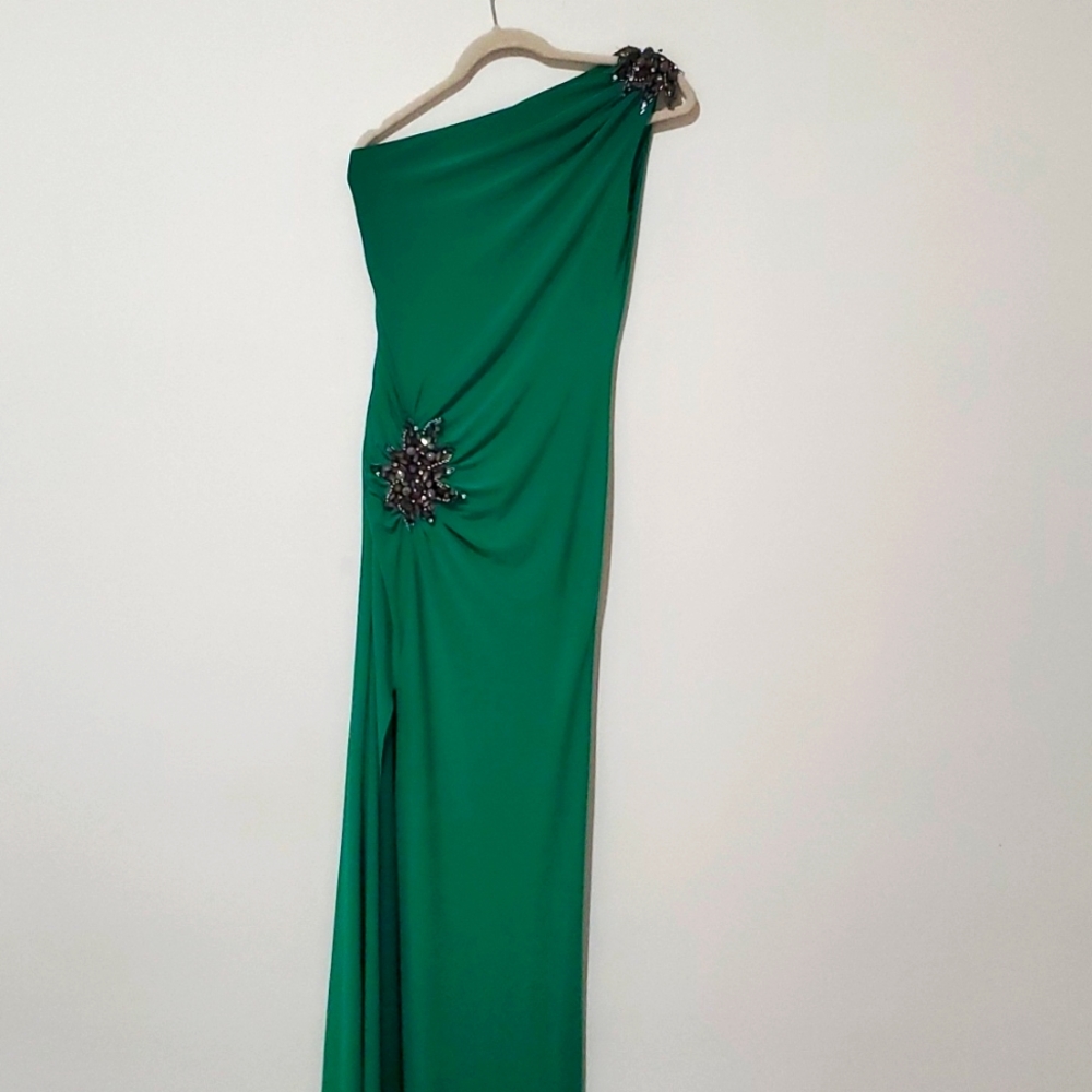 Jadore Green Long Dress Size 6 - Picture 2 of 7